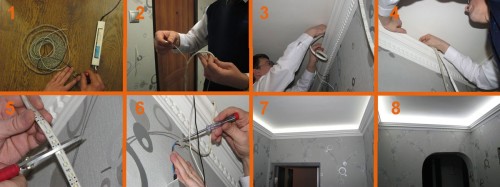 Этапы монтажа светодиодной ленты