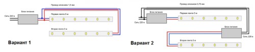 Схемы подключение светодиодных лент